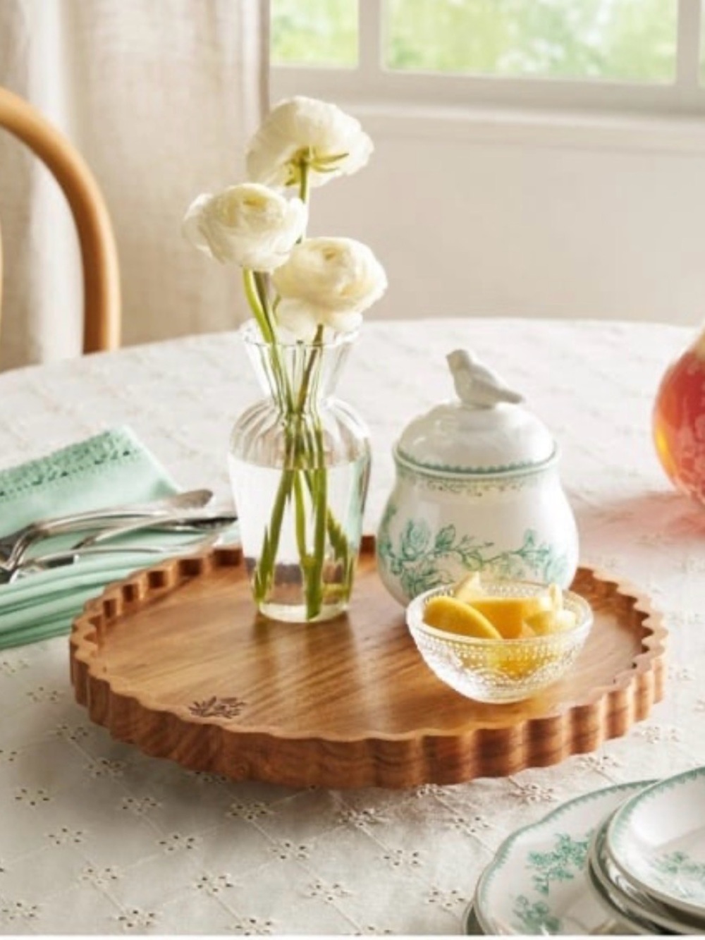 The Pioneer Woman Wooden Scalloped Serving Tray - lazy susan